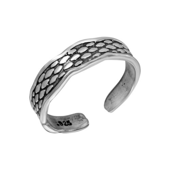 Sterling Silver 925 Snake Scale Design Toe Ring - Picture 1 of 3